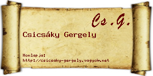 Csicsáky Gergely névjegykártya