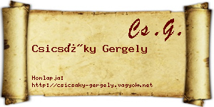 Csicsáky Gergely névjegykártya